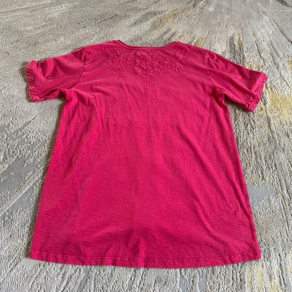 Karyn Seo Marya Geometric Floral Embroidered V-Neck Short Sleeve Top large - Picture 8 of 8